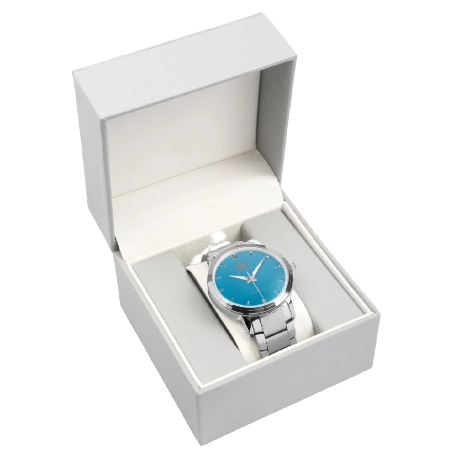 Silver Blue Stainless Steel Watch