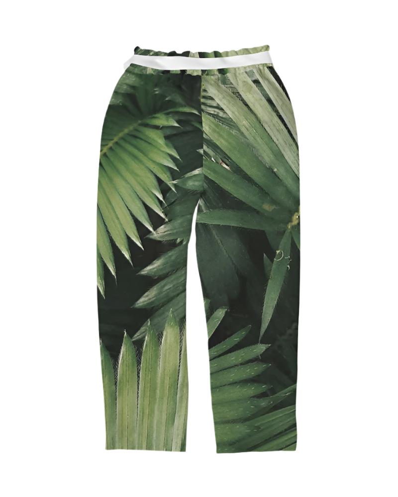 Women's Green Tropics Belted Tapered Pants