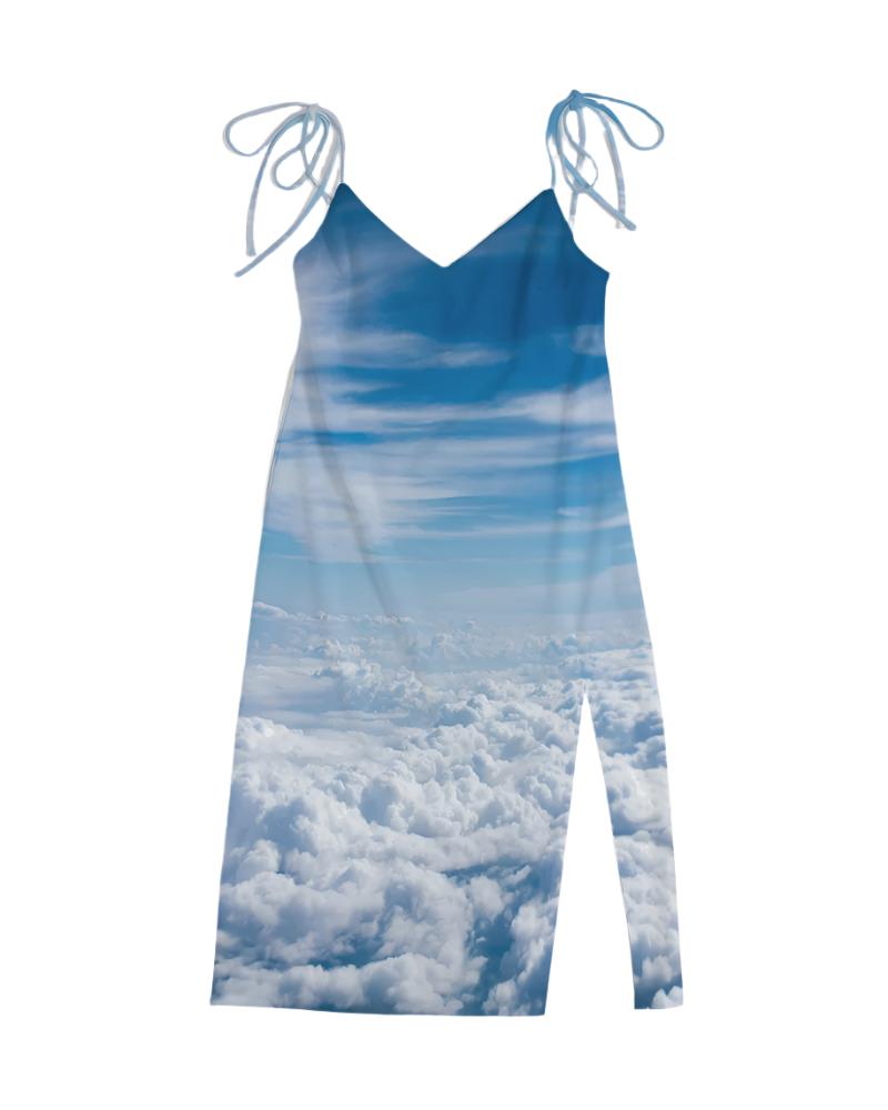 Clouds N Skies Tie Strap Split Dress