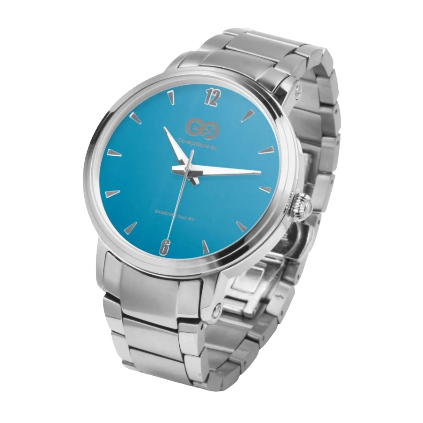 Silver Blue Stainless Steel Watch