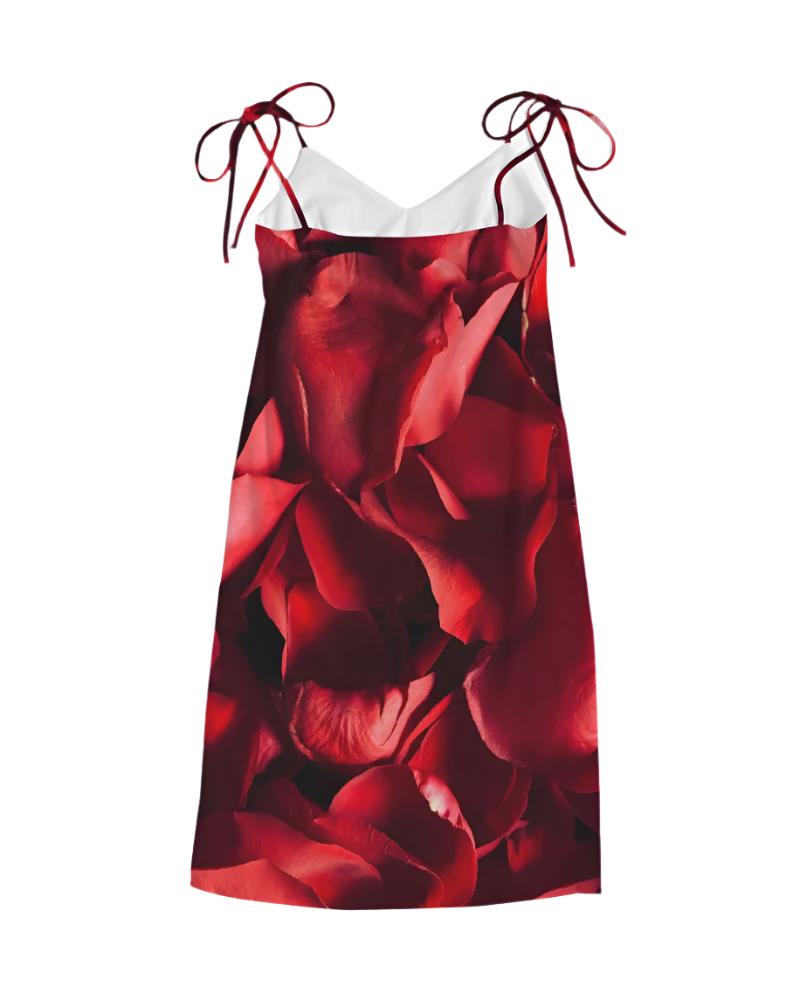Red Rose Tie Strap Split Dress