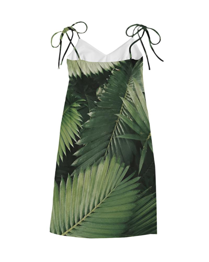 Green Tropics Tie Strap Split Dress