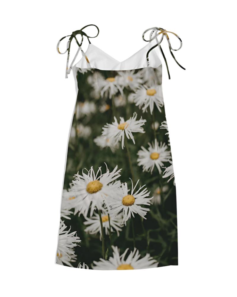 Field of Daises Tie Strap Split Dress