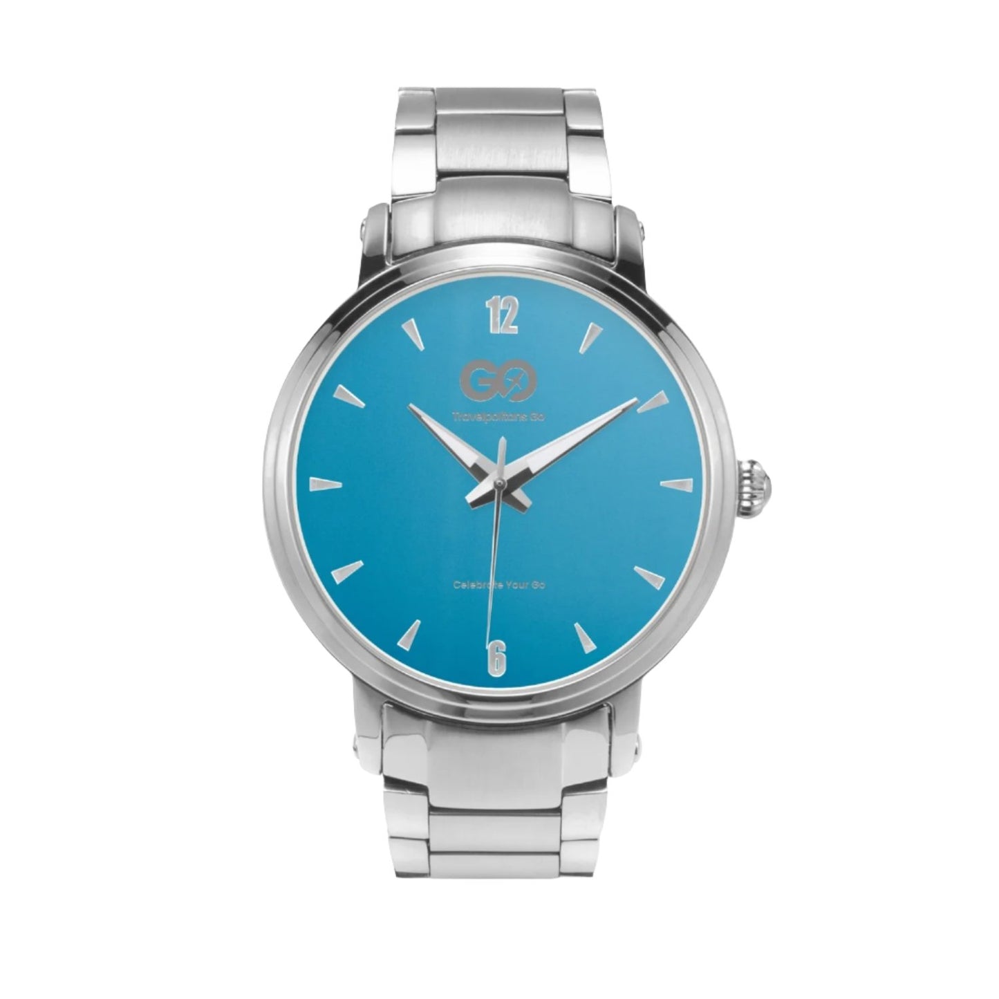 Silver Blue Stainless Steel Watch